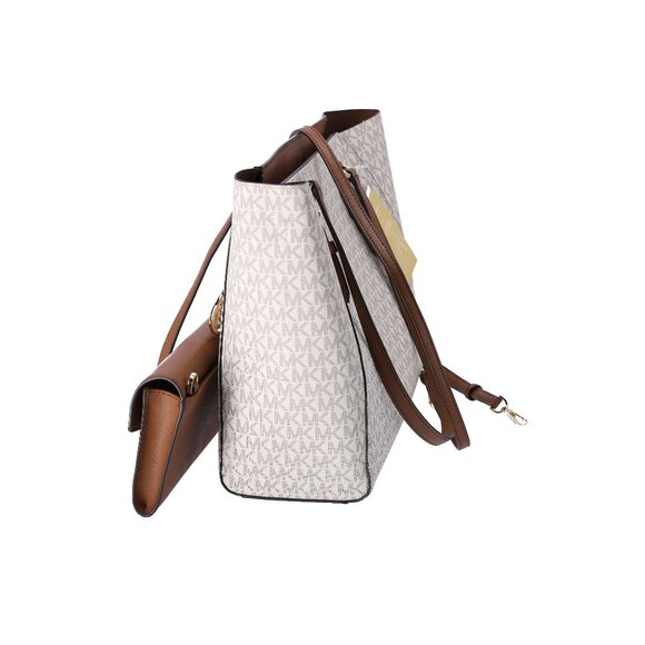 Michael Kors Charlotte Large Leather 3-in-1 Tote Crossbody Handbag Vanilla MK - Picture 8 of 14